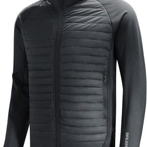 Men's Running Jacket Lightweight Thumble Hole Warm Up Puffer Jacket Hybrid Thermal Coat Insulated Hiking Golf