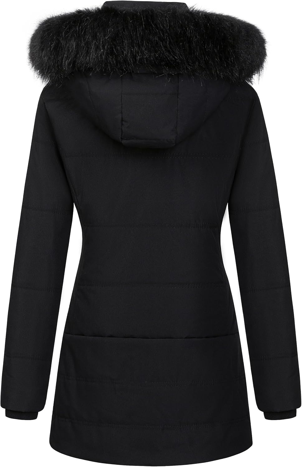 Women's Warm Winter Coat Velvet Puffer Jacket Quilted Faux Fur Hood - Image 2