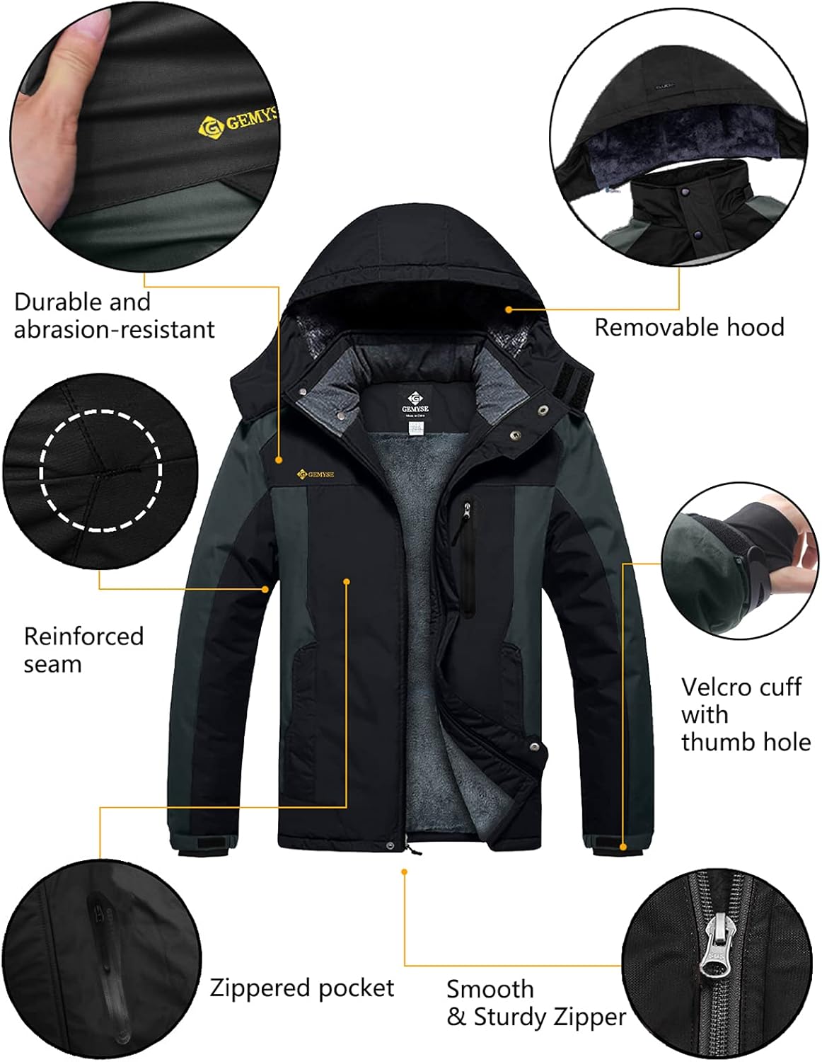 Men's Ski Snow Jacket Warm Winter Waterproof Coat Snowboard Rain Jacket Hooded Windproof Windbreaker - Image 7