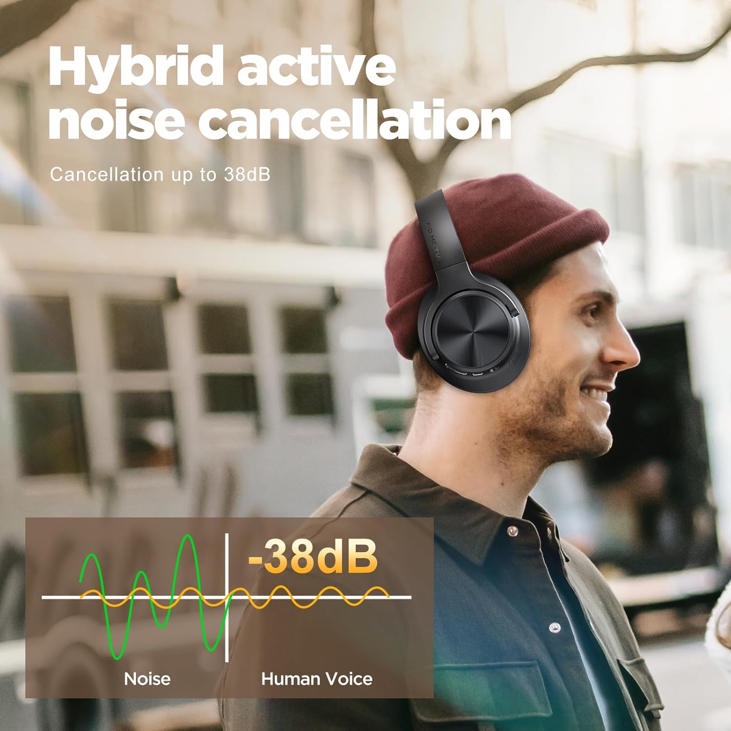 Noise Cancelling Headphones: Wireless Over Ear Bluetooth Headphones with 130H Playtime - Hi-Res Sound Custom EQ via App Deep Bass Comfort Fit Ear Cups for Travel Home Office - Image 2