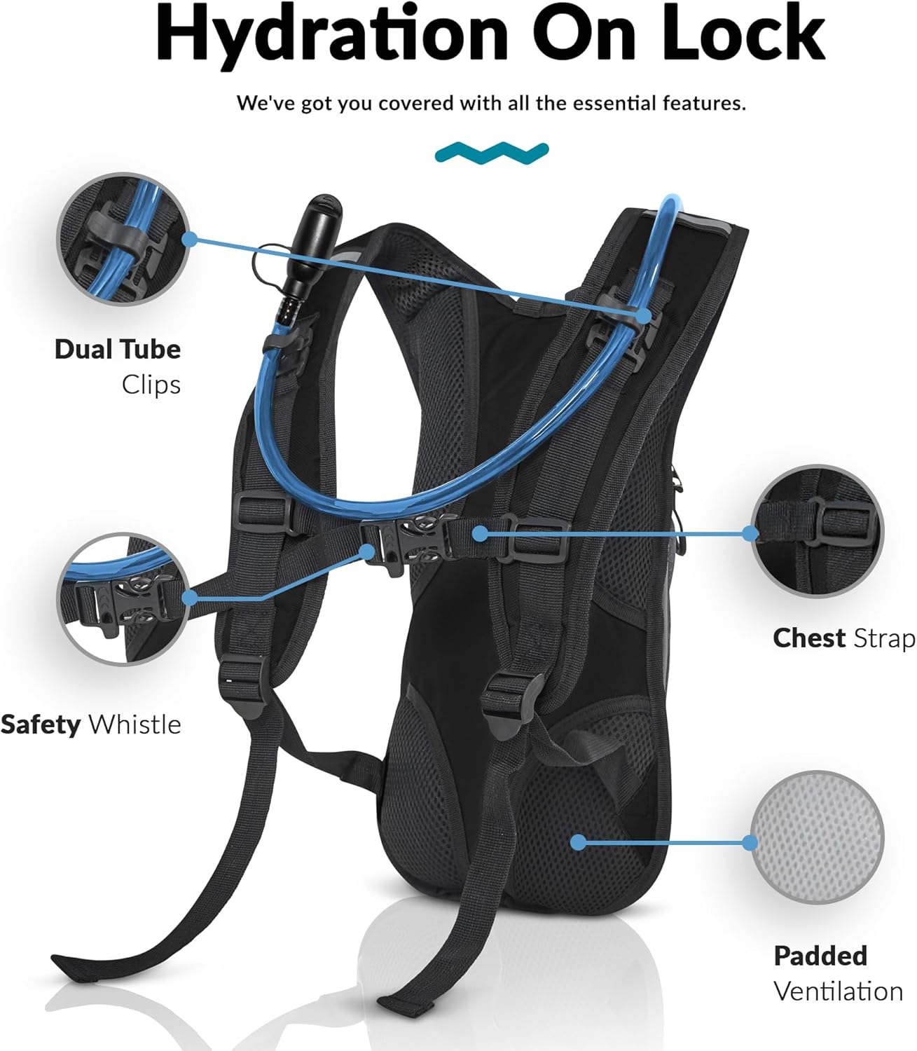 Water Buffalo Hydration Backpack - Lightweight Hydration Pack with 2L Water Bladder - Water Backpack for Hiking, Running, Biking, and Raves - Road Runner 12L Hydropack Backpack - Image 3